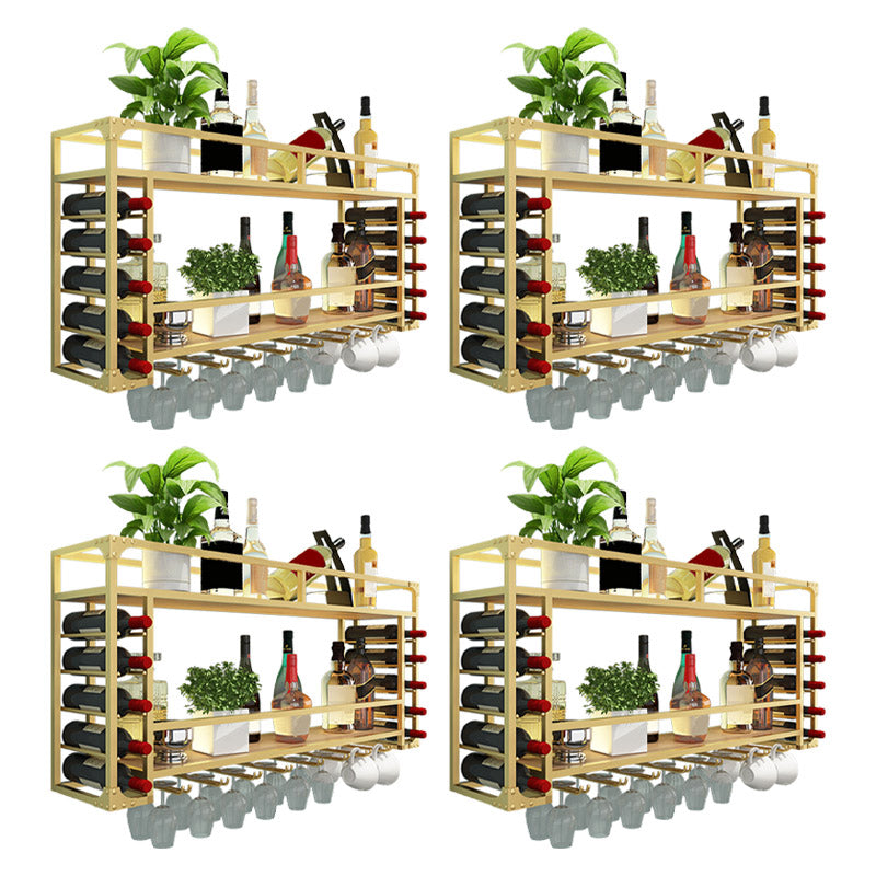 Iron Wine Rack Modern Style Wall Mounted Wine Holder Rack with Shelf