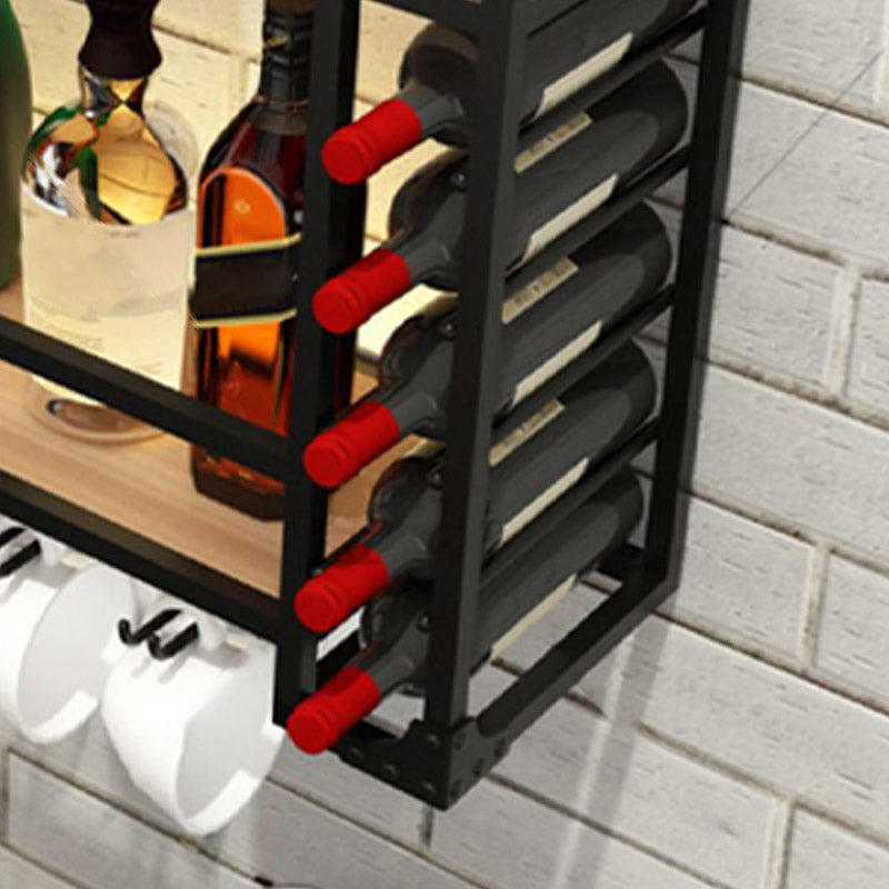 Iron Wine Rack Modern Style Wall Mounted Wine Holder Rack with Shelf