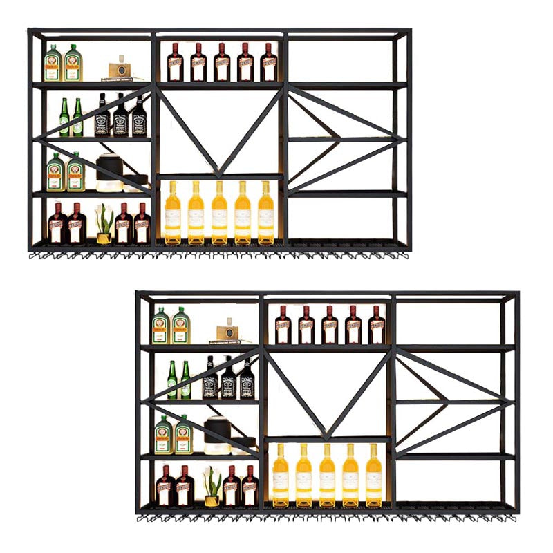 Wall Mounted Iron Wine Racks Modern Style Wine Holder Rack in Black