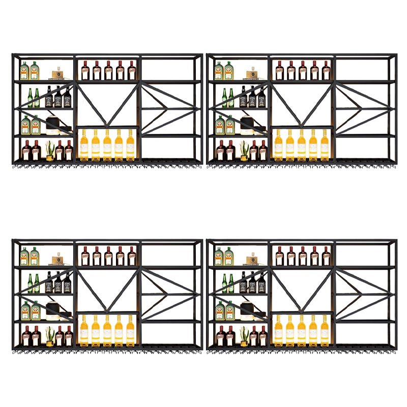 Wall Mounted Iron Wine Racks Modern Style Wine Holder Rack in Black