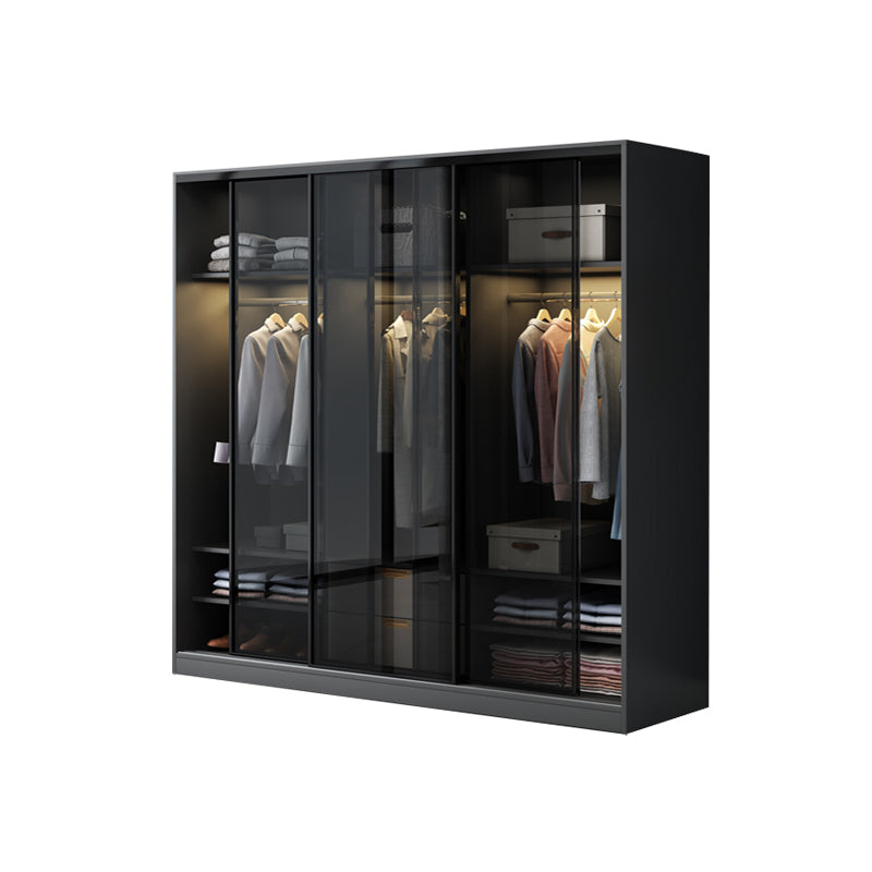 Black Wardrobe Cabinet Contemporary Glass Wardrobe Armoire for Home