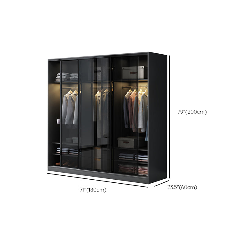 Black Wardrobe Cabinet Contemporary Glass Wardrobe Armoire for Home