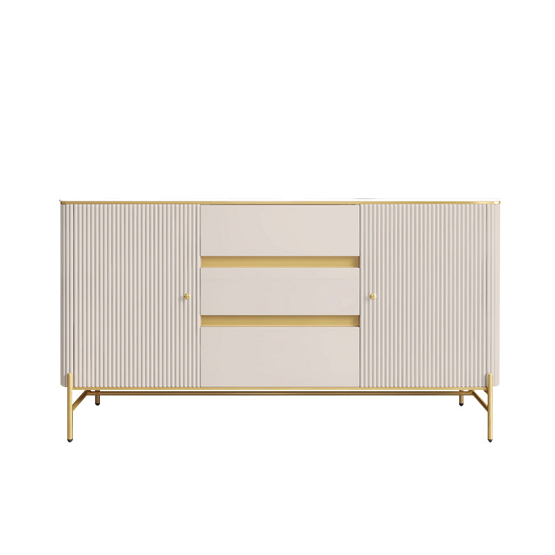 Glam Style Credenza Stone Buffet Credenza with Drawers and Cabinets