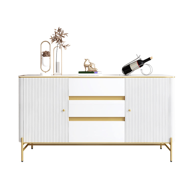 Glam Style Credenza Stone Buffet Credenza with Drawers and Cabinets