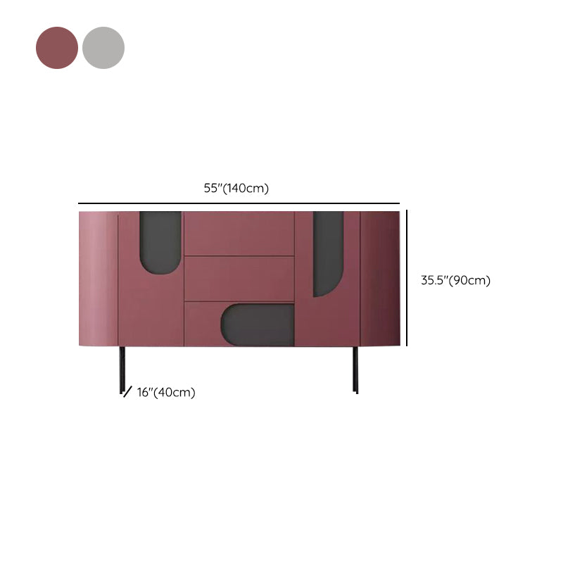 Wood Credenza Modern & Contemporary Server with Cabinets and Drawers