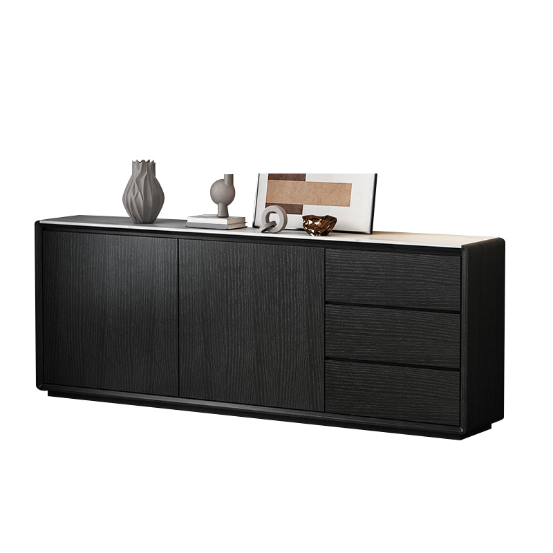 Modern and Contemporary Buffet Wood Server with Cabinets and Drawers