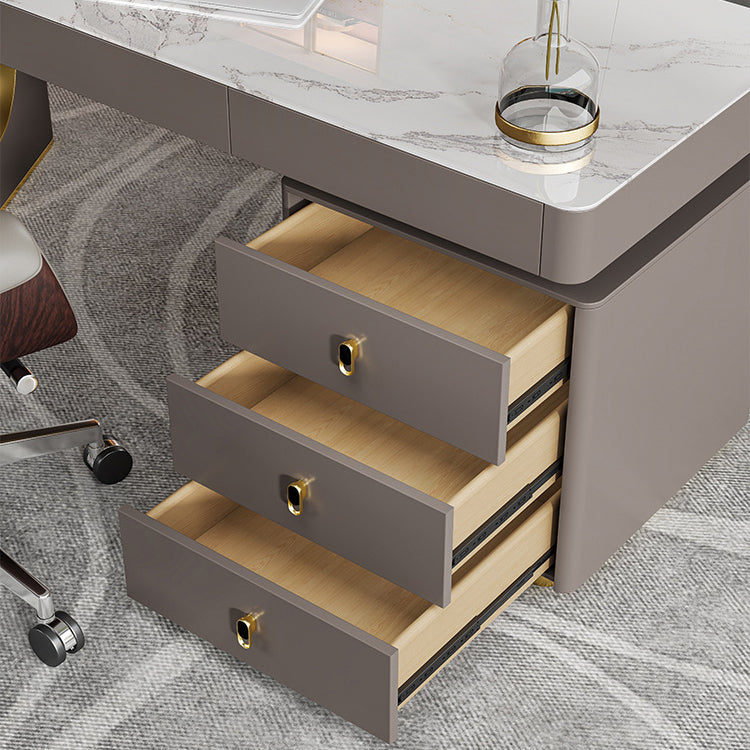 Rectangular Shaped Office Desk Reversible Grey Writing Desks for Office