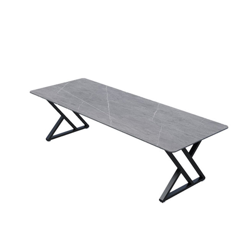 Rectangular Shaped Office Conference Table Stone Writing Desk in Grey