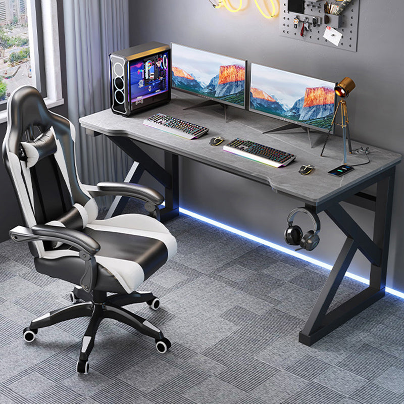 Industrial 23.62" Wide Office Desk Stone Rectangular Gaming Desk