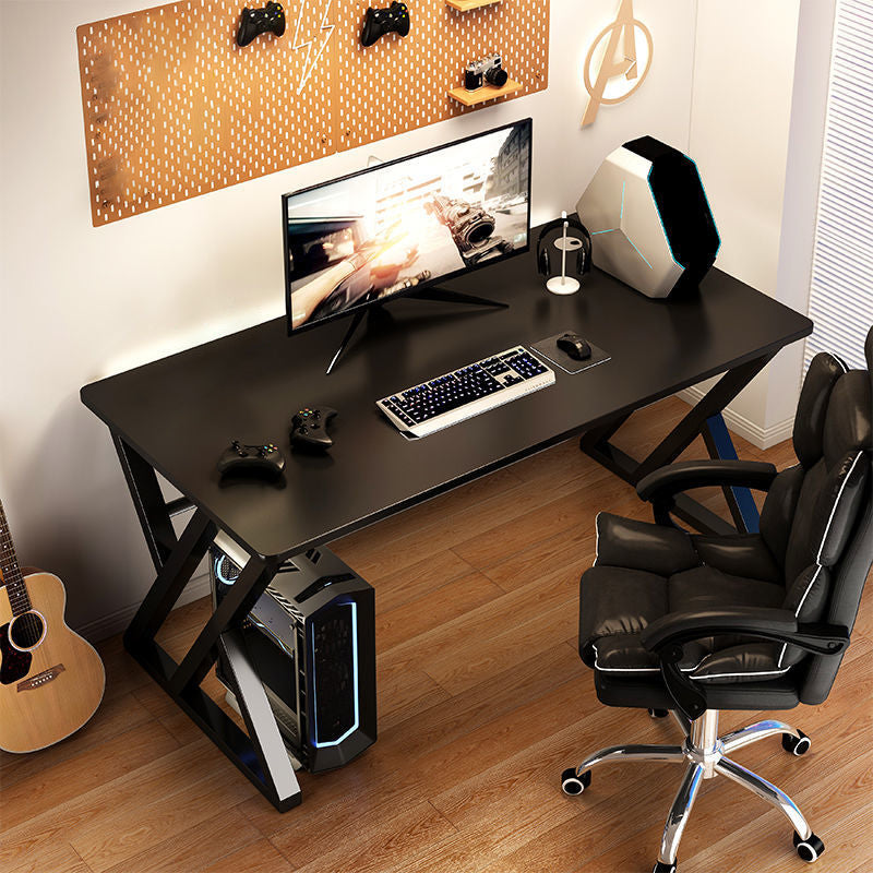 Modern Rectangular Computer Desk Wooden Black Gaming Desk with Black Legs