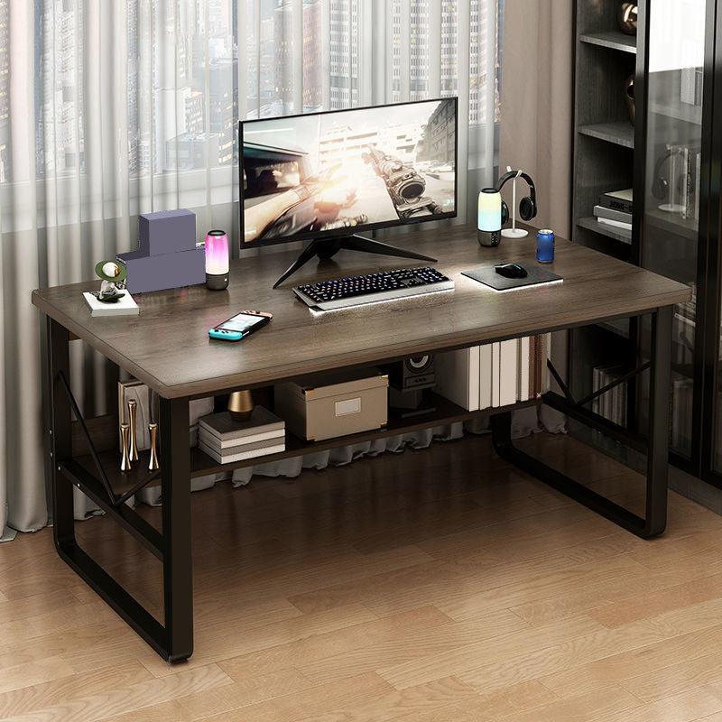 Modern Rectangular Computer Desk Wooden Black Gaming Desk with Black Legs