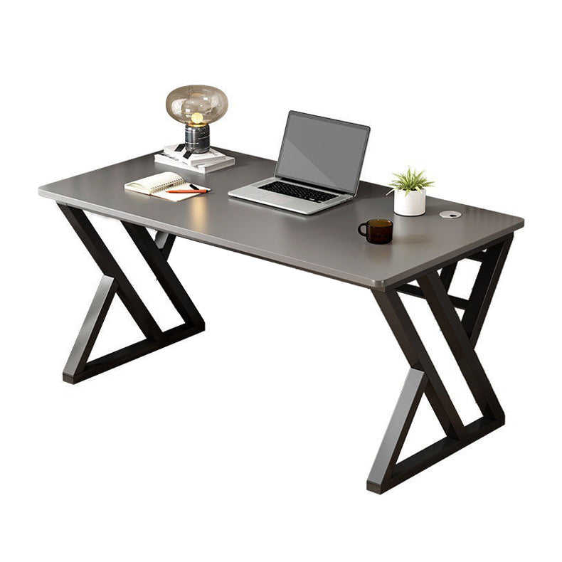 Modern Rectangular Computer Desk Wooden Black Gaming Desk with Black Legs