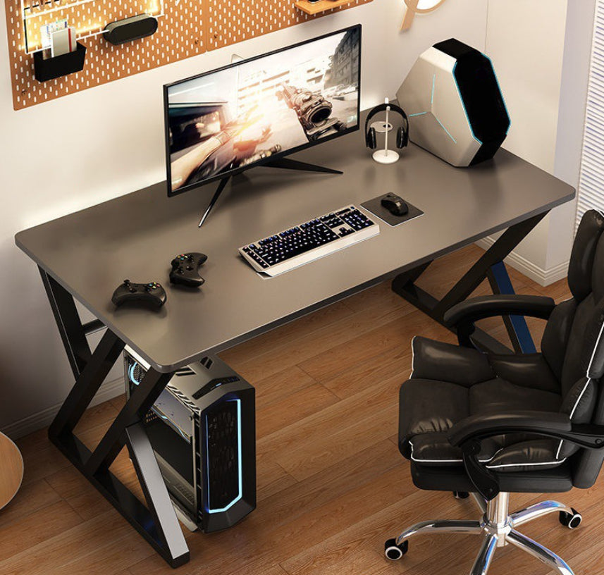 Modern Rectangular Computer Desk Wooden Black Gaming Desk with Black Legs