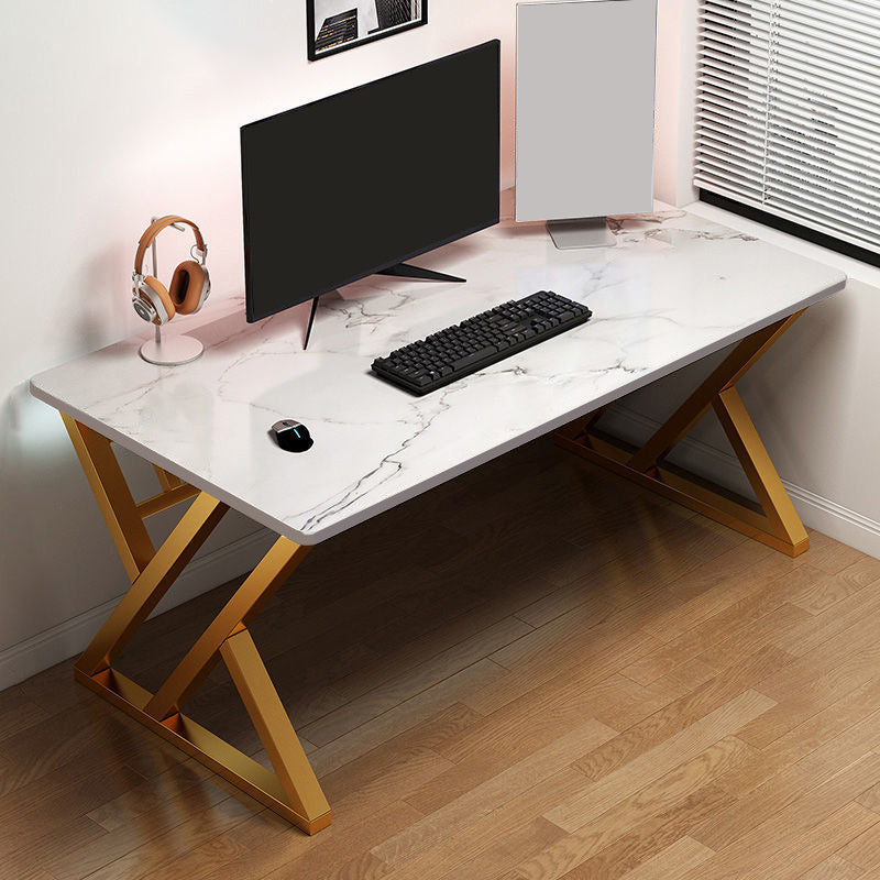 Modern Rectangular Computer Desk Wooden Black Gaming Desk with Black Legs