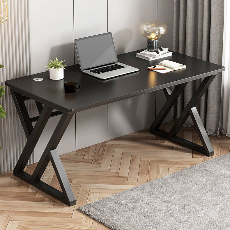 Modern Rectangular Computer Desk Wooden Black Gaming Desk with Black Legs