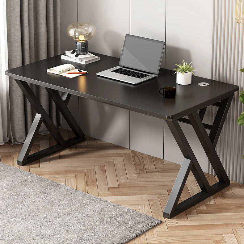 Modern Rectangular Computer Desk Wooden Black Gaming Desk with Black Legs