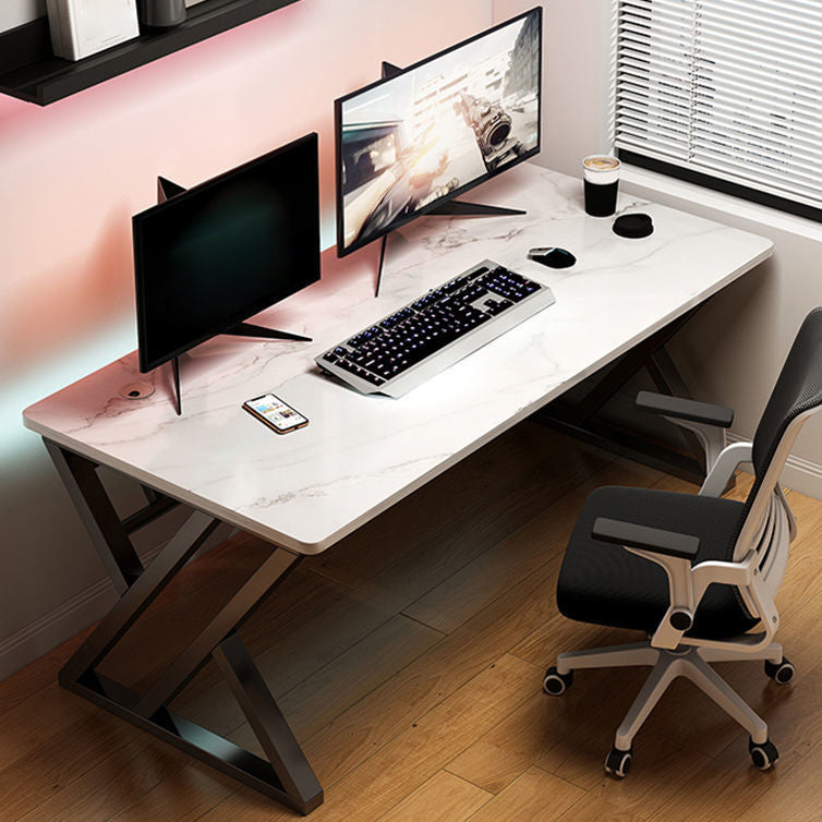 Modern Rectangular Computer Desk Wooden Black Gaming Desk with Black Legs