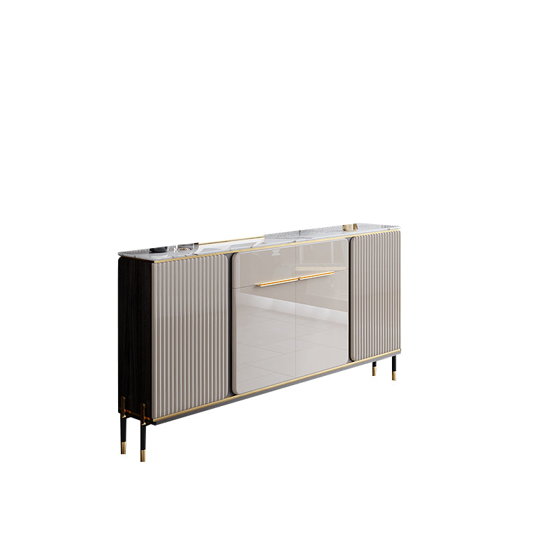 Stone Buffet Sideboard Glam Adjustable Shelves Buffet Credenza with Drawers and Cabinets