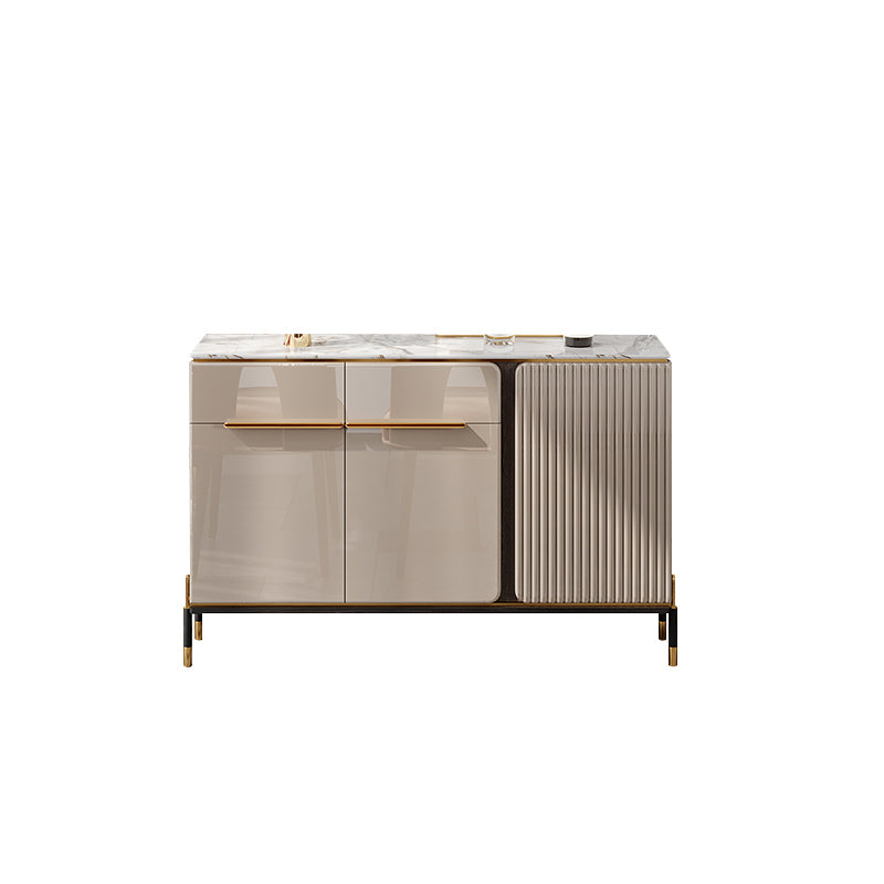 Stone Buffet Sideboard Glam Adjustable Shelves Buffet Credenza with Drawers and Cabinets