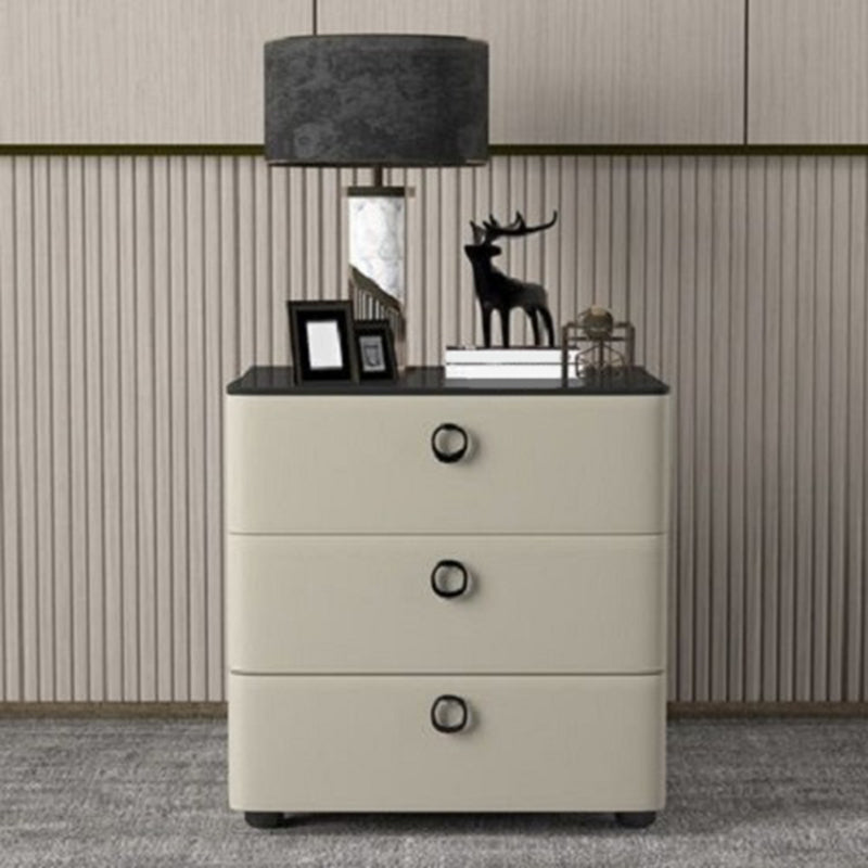 3 - Drawer Contemporary Accent Table Nightstand Antique Finish Bed Nightstand