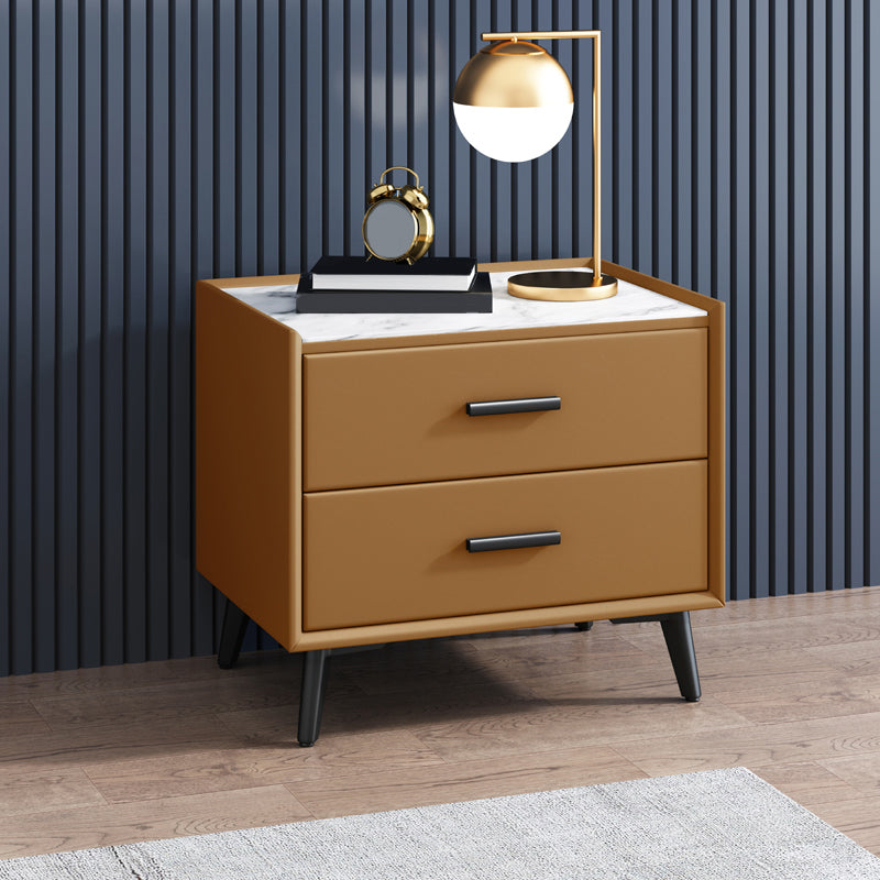 Contemporary Night Table Antique Finish Nightstand with Drawers