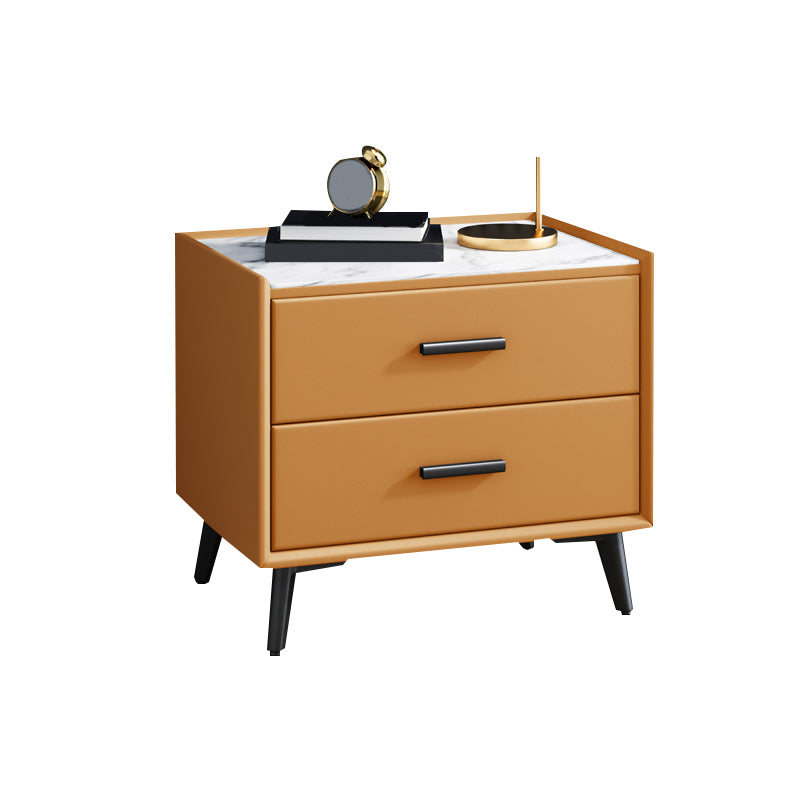 Contemporary Night Table Antique Finish Nightstand with Drawers