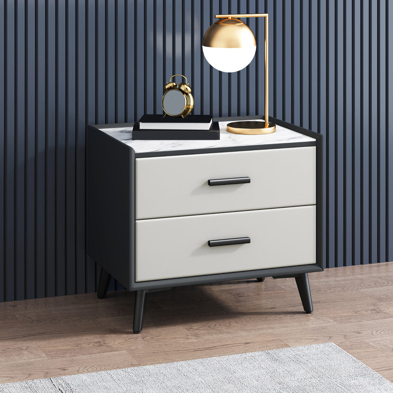 Contemporary Night Table Antique Finish Nightstand with Drawers