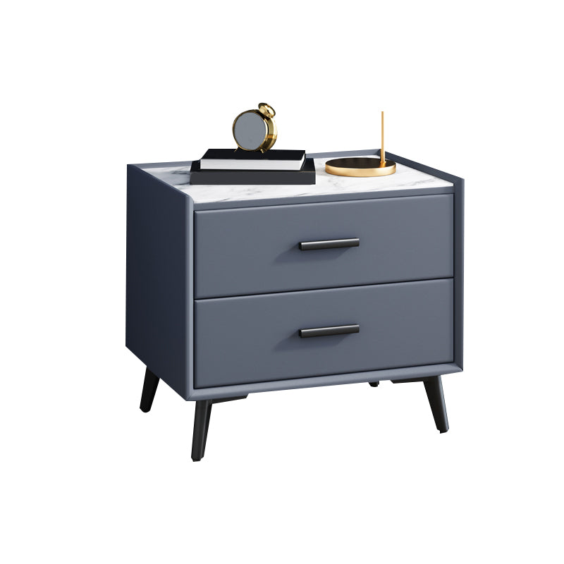 Contemporary Night Table Antique Finish Nightstand with Drawers