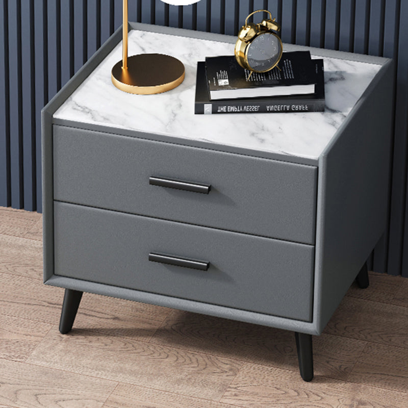 Contemporary Night Table Antique Finish Nightstand with Drawers