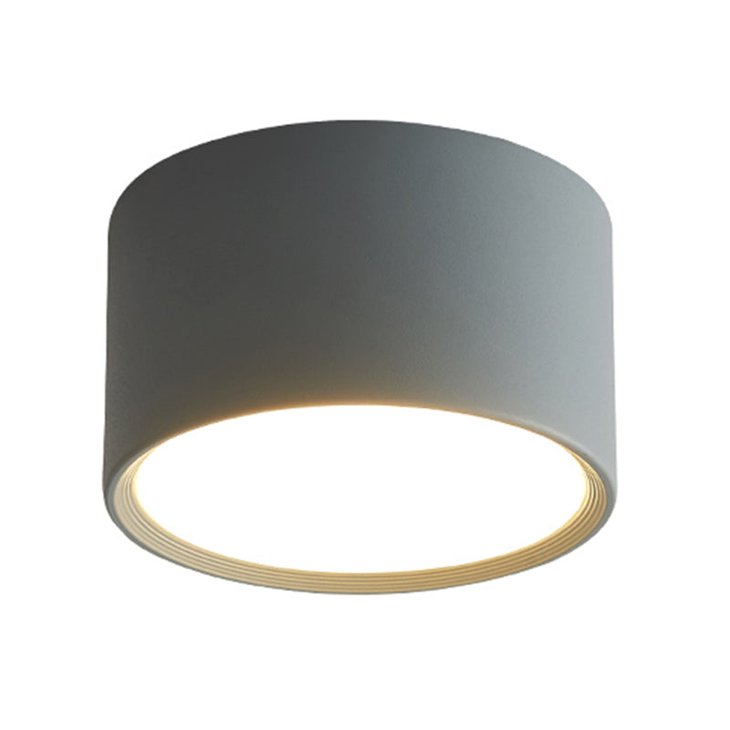 LED Modern Metal Flush Mount Cylinder Shape Ceiling Light with Acrylic Shade for Bedroom