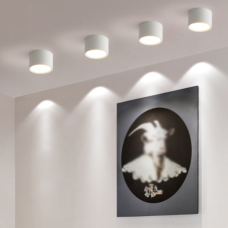 LED Modern Metal Flush Mount Cylinder Shape Ceiling Light with Acrylic Shade for Bedroom