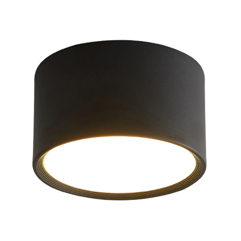 LED Modern Metal Flush Mount Cylinder Shape Ceiling Light with Acrylic Shade for Bedroom