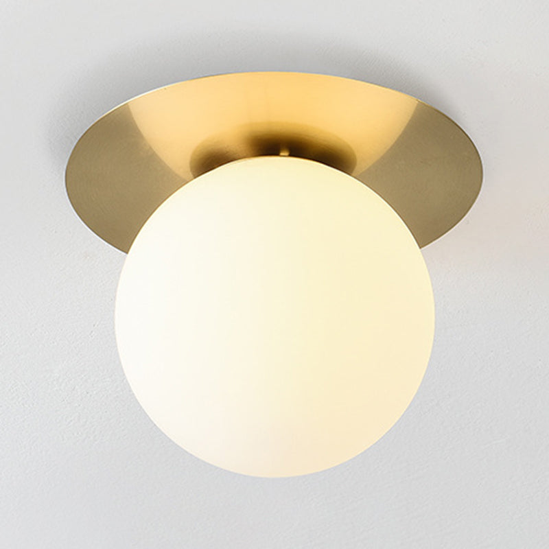 Modernism Globe Shaded Ceiling Light Metallic Flush Mount Lighting for Home