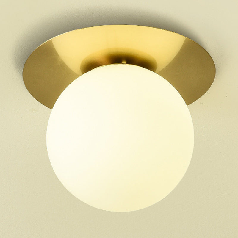 Modernism Globe Shaded Ceiling Light Metallic Flush Mount Lighting for Home