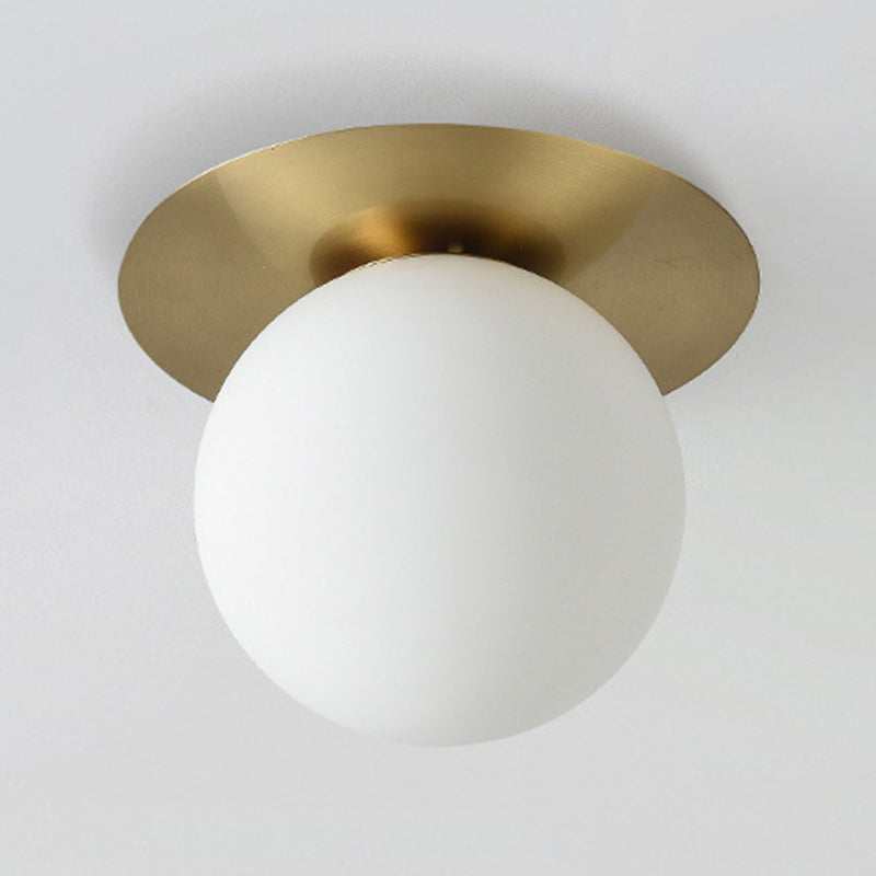 Modernism Globe Shaded Ceiling Light Metallic Flush Mount Lighting for Home