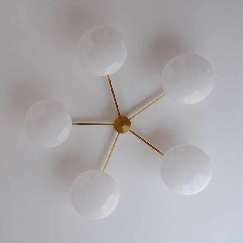 White Glass Flush Mount Lighting Contemporary Metal Ceiling Light for Home