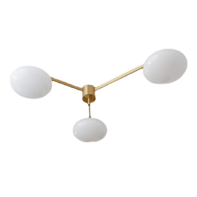 White Glass Flush Mount Lighting Contemporary Metal Ceiling Light for Home