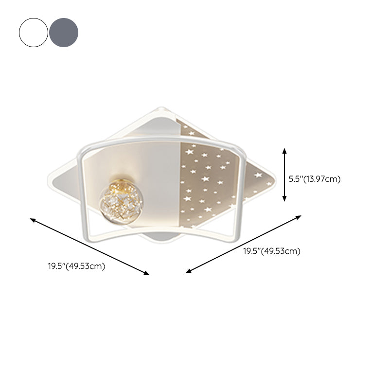 LED Modern Metal Flush Mount Geometric Shape Ceiling Lamp with Acrylic Shade for Bedroom