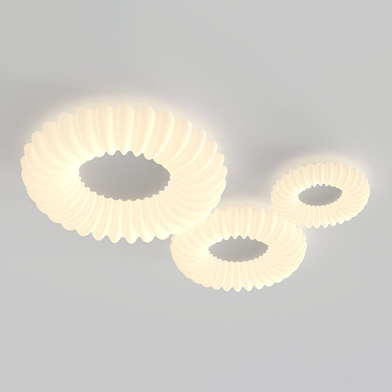 LED Modern Metal Flush Mount Circle Shape Ceiling Lamp with Plastic Shade for Living Room