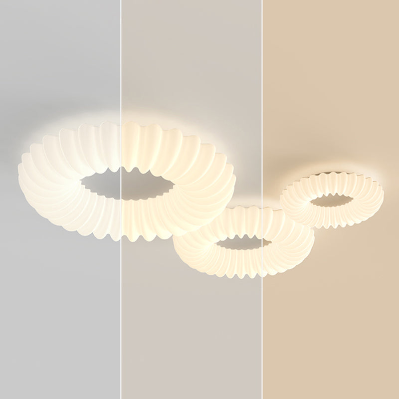 LED Modern Metal Flush Mount Circle Shape Ceiling Lamp with Plastic Shade for Living Room