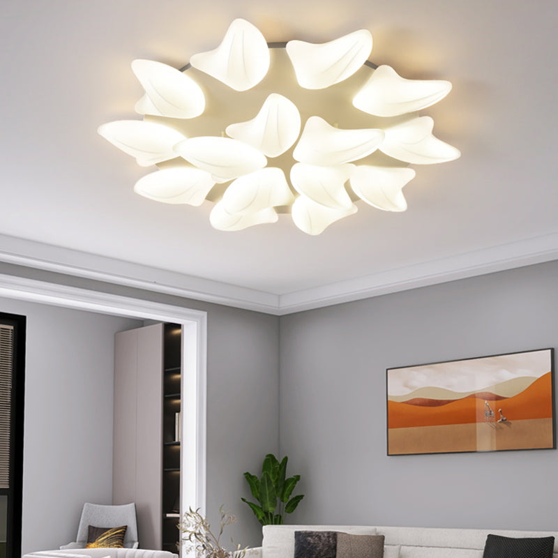 LED Modern Metal Flush Mount Multi-light Ceiling Light with Plastic Shade for Living Room