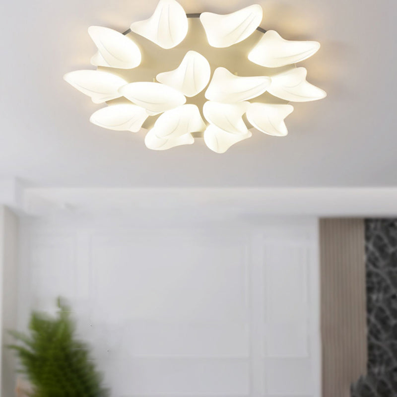 LED Modern Metal Flush Mount Multi-light Ceiling Light with Plastic Shade for Living Room