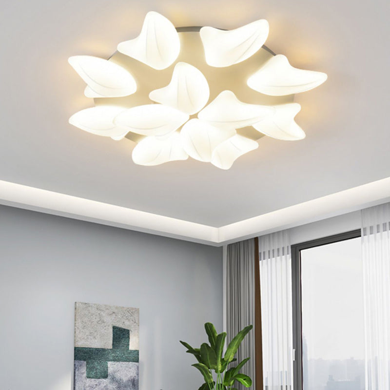 LED Modern Metal Flush Mount Multi-light Ceiling Light with Plastic Shade for Living Room