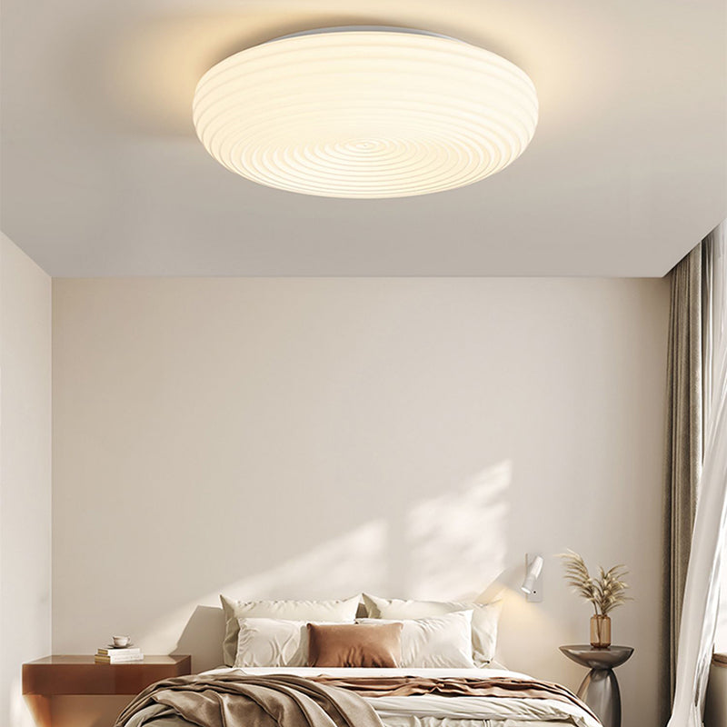 Modern Metal LED Flush Mount Circle Shape Ceiling Light with Plastic Shade for Living Room