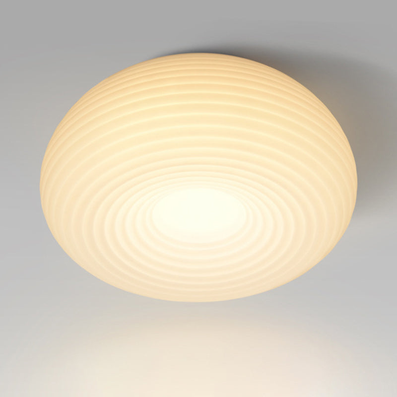 Modern Metal LED Flush Mount Circle Shape Ceiling Light with Plastic Shade for Living Room