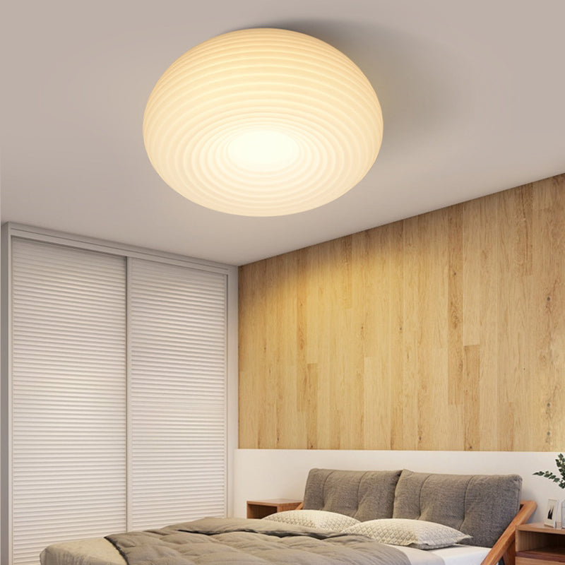 Modern Metal LED Flush Mount Circle Shape Ceiling Light with Plastic Shade for Living Room