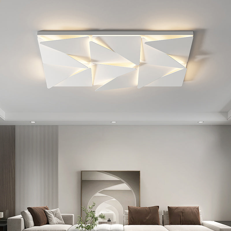 Metal LED Modern Flush Mount Rectangle Shape Ceiling Light with Acrylic Shade for Bedroom