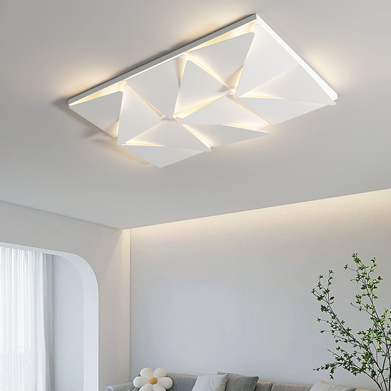 Metal LED Modern Flush Mount Rectangle Shape Ceiling Light with Acrylic Shade for Bedroom