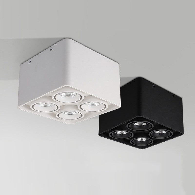 4 - Light Aluminum Ceiling Spotlight Flush in Black / White Modern Cube Flush