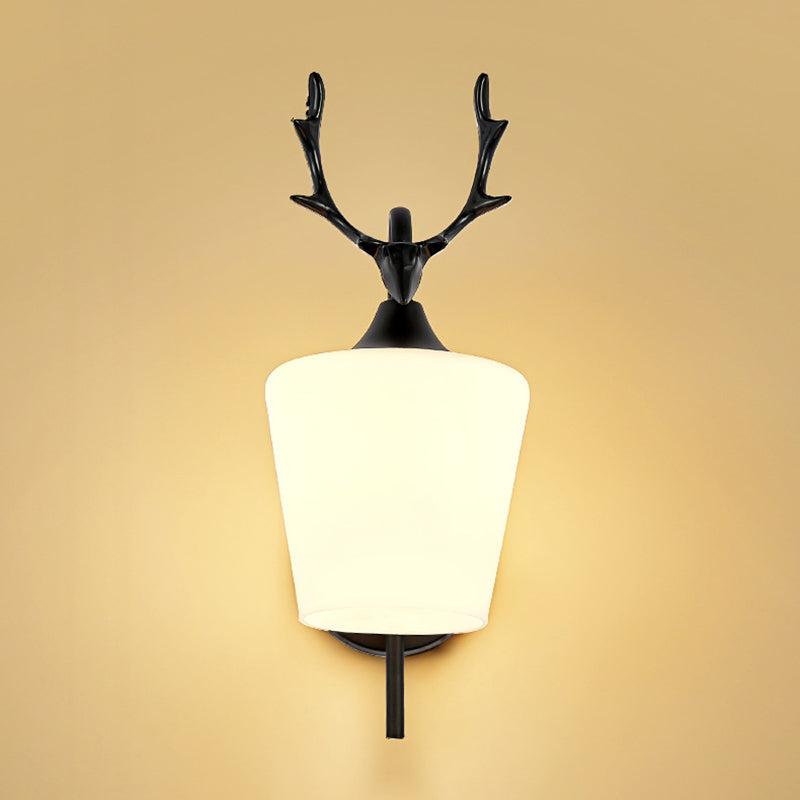 Nordic Style Vanity Light Antler Shape Vanity Lamp with Glass Shade for Living Room